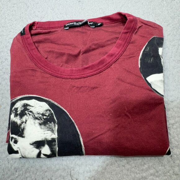 Dolce & Gabbana Shirt Womens Large 48 Red Steeve McQueen All Over Print Italy - Picture 4 of 11